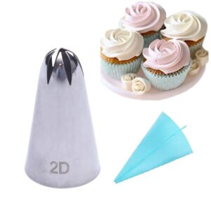 2D large size rose flower cake decorating icing tip for cupcakes and desserts by Bakeware
