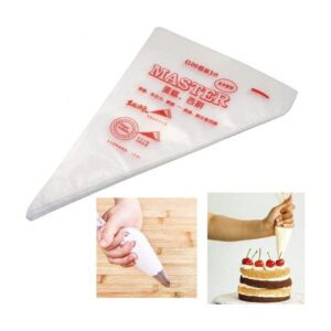 Polythene Icing Piping Cone for Decorating for Cream Cake Pastry Cupcake Decoration Reusable – Transparent (Pack of 100) (Medium)