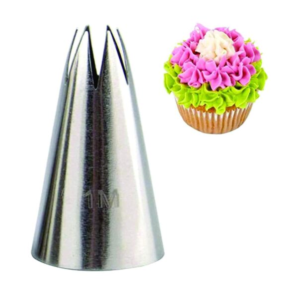 1M Stainless Steel Open Star Shape Noor Nozzel Piping Tip for Cake, Muffin, Cupcake Decoration - Image 2