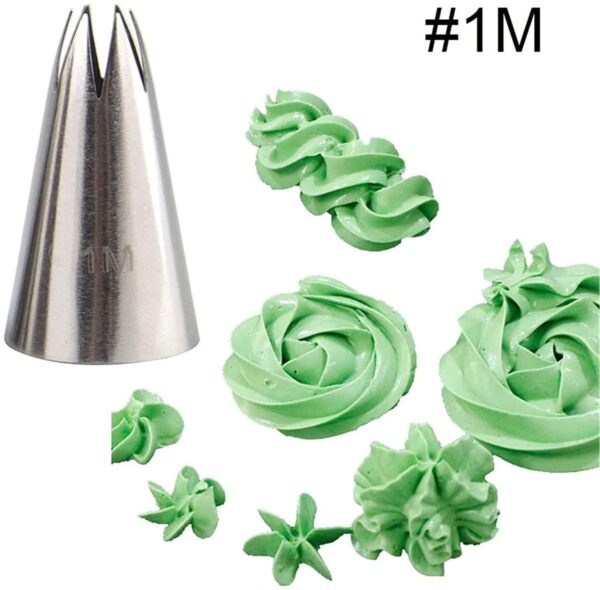 1M Stainless Steel Open Star Shape Noor Nozzel Piping Tip for Cake, Muffin, Cupcake Decoration - Image 4