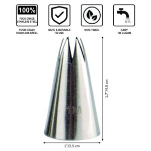 1M Stainless Steel Open Star Shape Noor Nozzel Piping Tip for Cake, Muffin, Cupcake Decoration