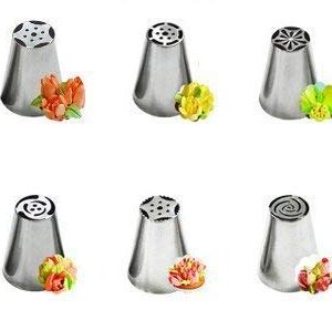 Set of 6 Stainless Steel Cake Decorating Nozzles | Icing Nozzles for Cupcakes, Pastries, and Desserts