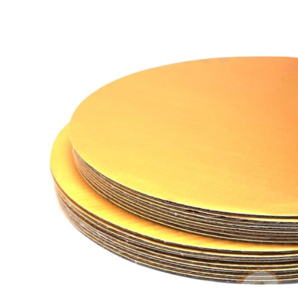 12-Inch Round Cake Base Boards (Pack of 10) | Gold Finish Corrugated Cake Circle Boards - Image 4