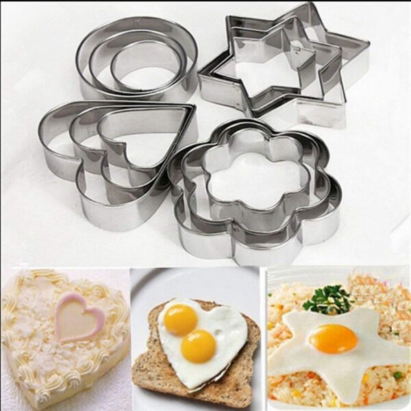 Cookie Cutter Set of 12 | Stainless Steel Pastry and Fruit Molds (Heart, Flower, Round, Star) - Image 4