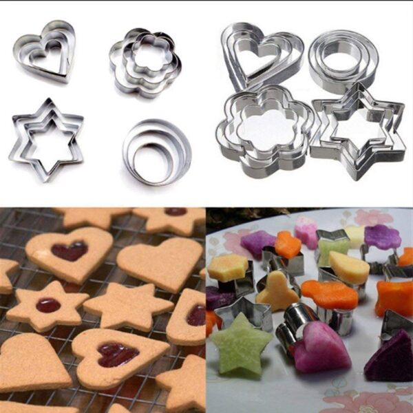 Cookie Cutter Set of 12 | Stainless Steel Pastry and Fruit Molds (Heart, Flower, Round, Star) - Image 3