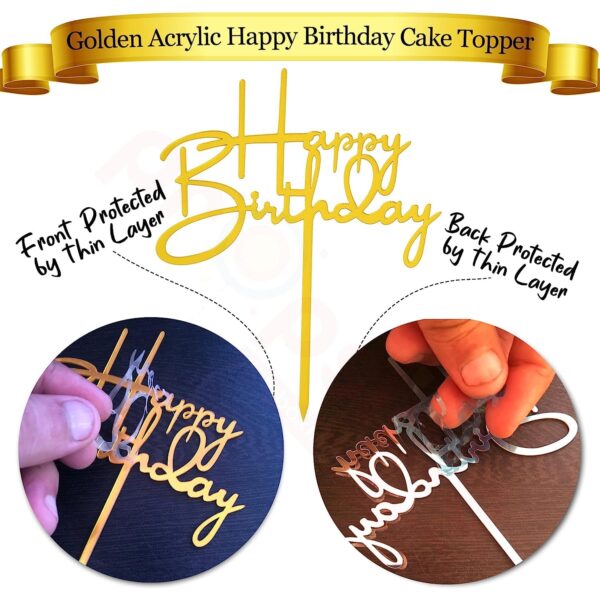 Happy Birthday Acrylic Cake Topper | Pack of 1 - Image 3