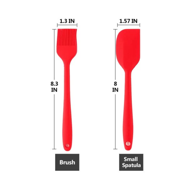 Set of 2 Silicone Oil Brush and Spatula Set for Cooking and Baking - Image 2