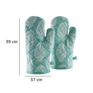 100% Cotton Padded Oven Gloves with Paisley Design (Pack of 2)