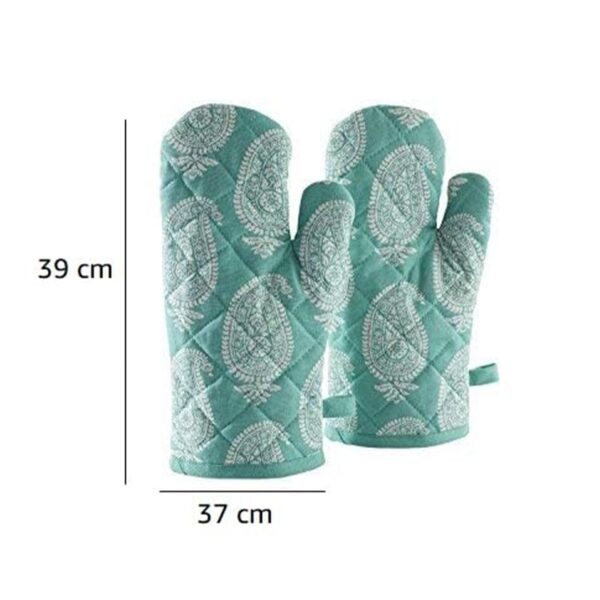 100% Cotton Padded Oven Gloves with Paisley Design (Pack of 2) - Image 2