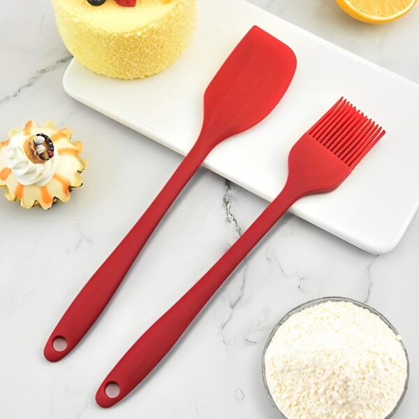 Set of 2 Silicone Oil Brush and Spatula Set for Cooking and Baking - Image 3