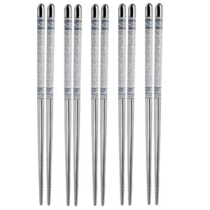 Premium Stainless Steel Chopsticks – 5 Pairs Set (Reusable & Eco-Friendly)