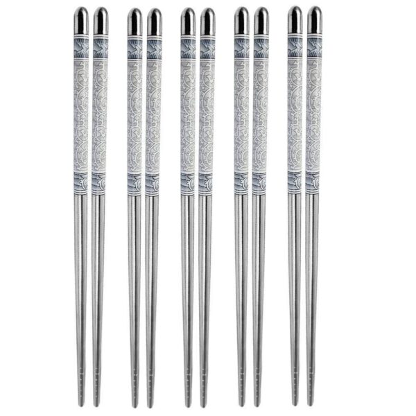 Premium Stainless Steel Chopsticks – 5 Pairs Set (Reusable & Eco-Friendly) - Image 4