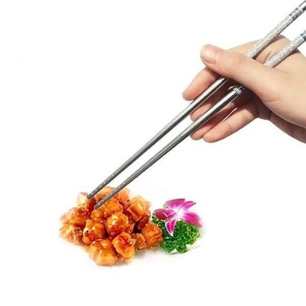 Premium Stainless Steel Chopsticks – 5 Pairs Set (Reusable & Eco-Friendly) - Image 3